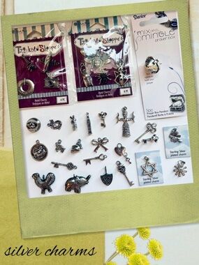 30 Silvertone Charms Vintage to Modern Rescued to New Travel Prayer Box Misc